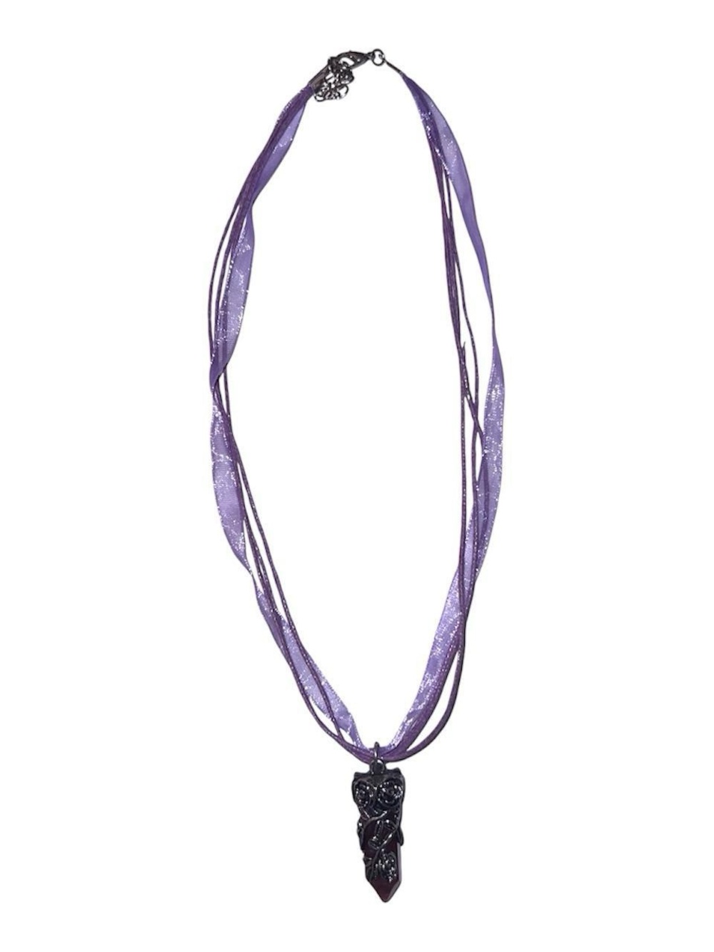 Purple & silver pendant necklace